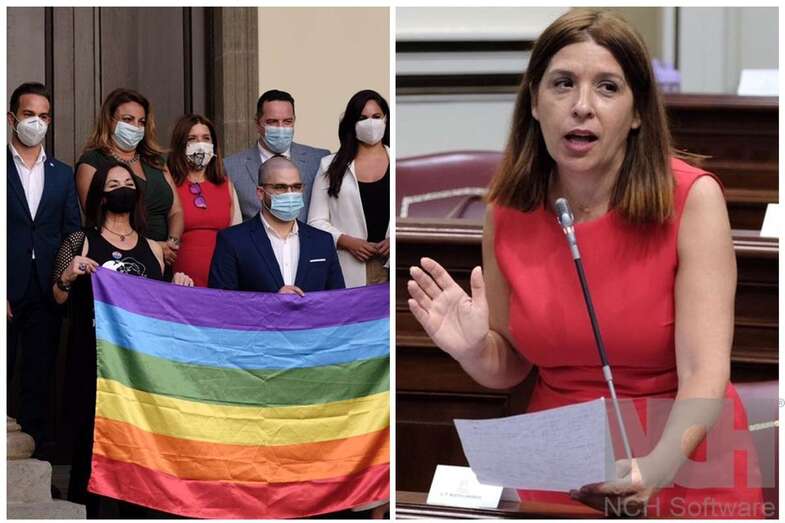 Carmen Hernández con los parlamentarios de NC en apoyo de las personas trans e intersex (Foto TA)